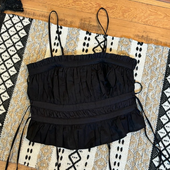 Free People Gabby Black Pleated Side Tie Tube Top NWOT Size S Convertible - Picture 6 of 9